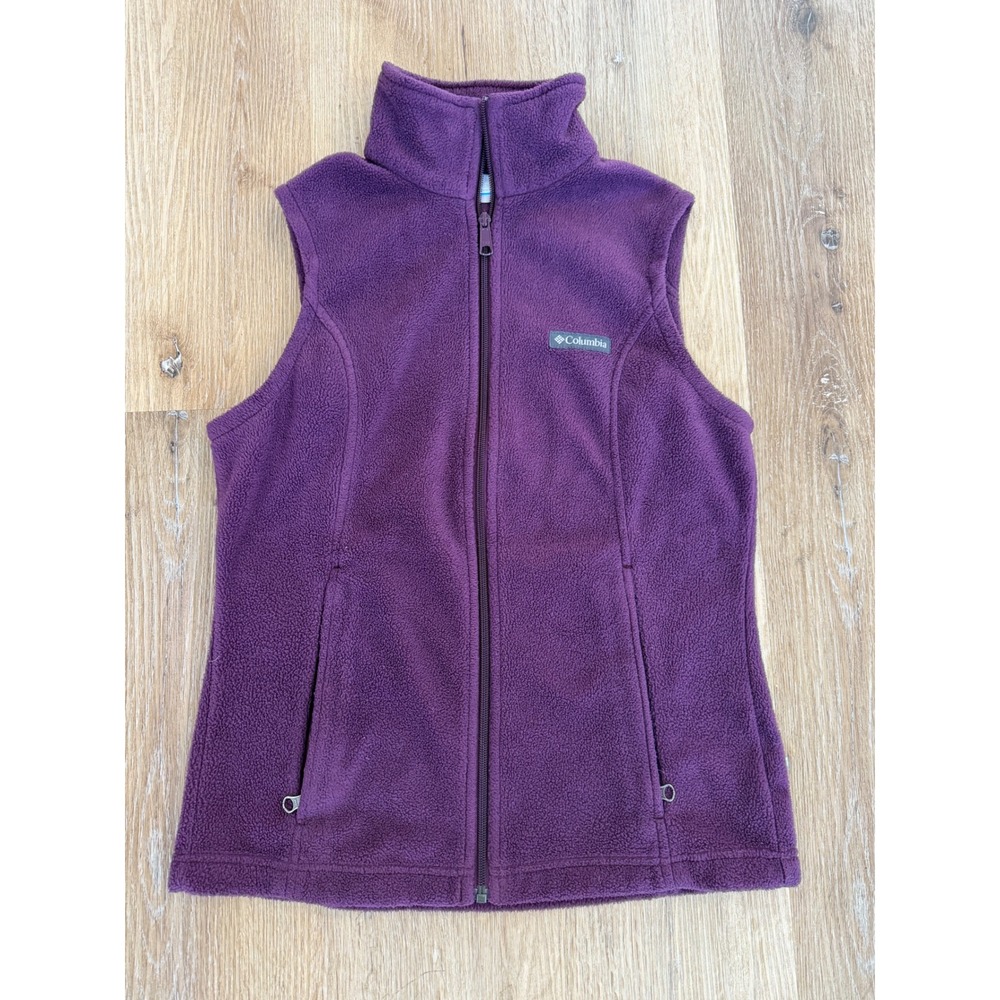 Columbia Benton Springs Fleece Vest Womens Small Purple Full Zip Outdoor